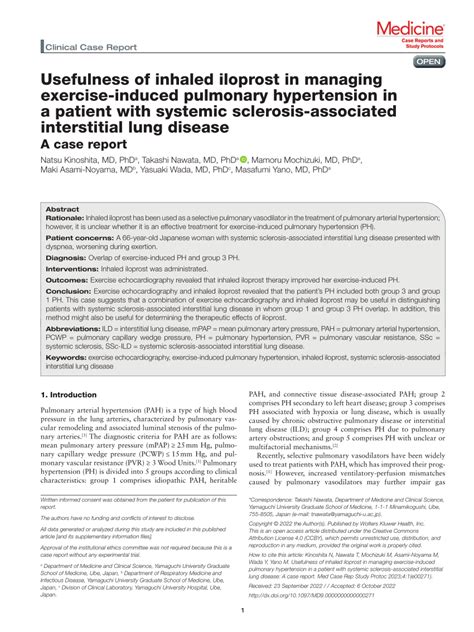 (PDF) Usefulness of inhaled iloprost in managing exercise-induced ...