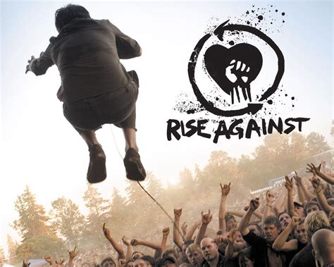 Rise Against logo with a member jumper into the crowd to the left. Music Mix, Music Love, Rock ...