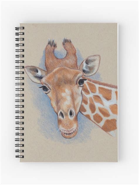 "Cute Giraffe: Animal, Colour Pencil Drawing" Spiral Notebook for Sale ...