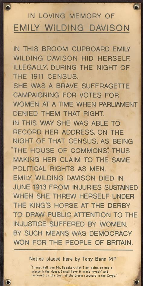 emily wilding davison plaque - Google Search | Suffragette, Women in history, Houses of parliament