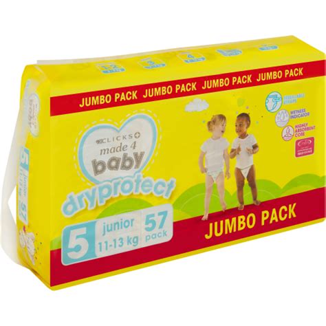 Clicks Dryprotect Jumbo Pack Baby Diapers Junior 57s - Clicks