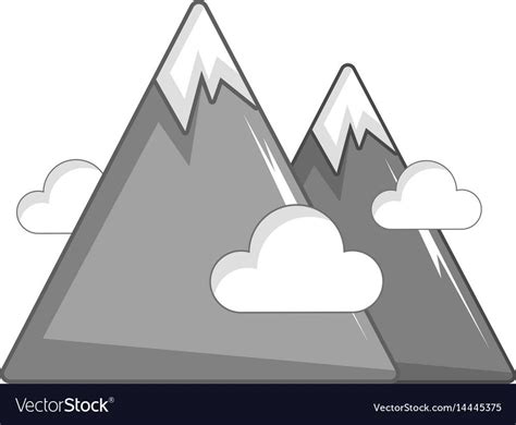 Snowy mountains icon cartoon style vector image on VectorStock ...