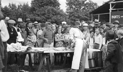 A.W. Oliver demonstrating butchering techniques, 1938 | Special Collections and Archives ...