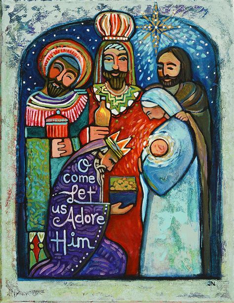 Three Kings O Come Let Us Adore Him Painting by Jen Norton