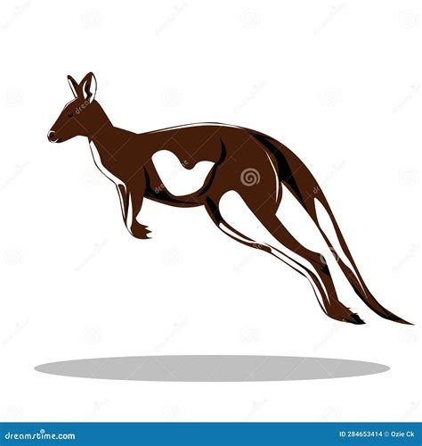 Line Art Illustration of a Running Kangaroo while Jumping Fast Stock ...