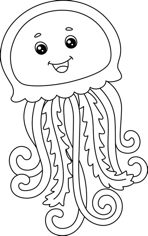 Jellyfish Coloring Page Isolated for Kids 5163230 Vector Art at Vecteezy