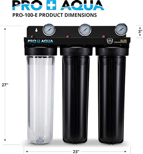 Buy PRO+AQUA ELITE Whole House Water Filter 3 Stage Well Water Filtration System w/Gauges, PR ...