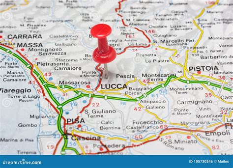 Lucca Pinned on a Map of Italy Stock Photo - Image of direction, graph ...