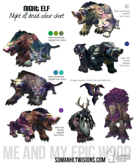 Night Elf druid color chart | Фэнтези, Разное, Склад дизайн