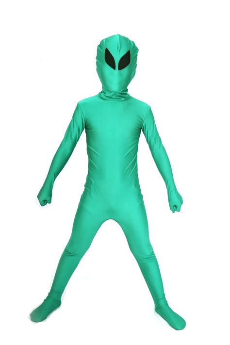 Kids Alien Full Body Suit Child Green Alien Spandex Lycra Zentai ...