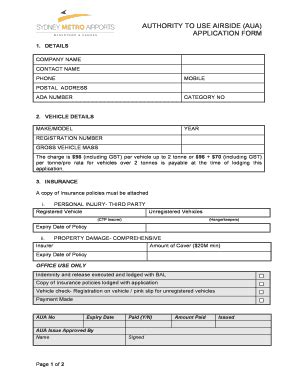 Fillable Online Aua Application Form- Sept 2012docx Fax Email Print ...