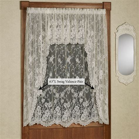 Encantamiento Long Lace Curtain Window Swag Valance with Rose Design ...