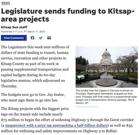 Kitsap Sun – “Legislature sends funding to Kitsap-area projects” – Gorst Coalition