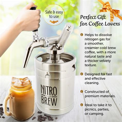 Nitro Cold Brew Coffee Maker – 64 Oz Steel Nitrogen Infuser Nitro Coffee Keg | eBay