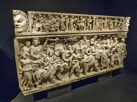 sarcophagus depicting the triumphal procession of Dionysus through ...