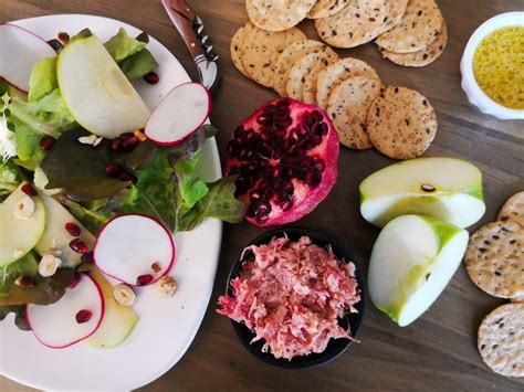 Duck Rillettes with Apple, Hazelnuts & Pomegranate Salad and Lemon ...