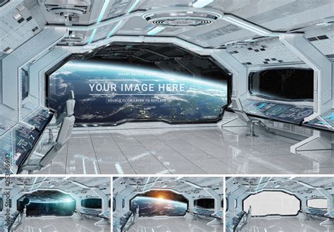 Window in Spaceship Mockup Stock Template | Adobe Stock