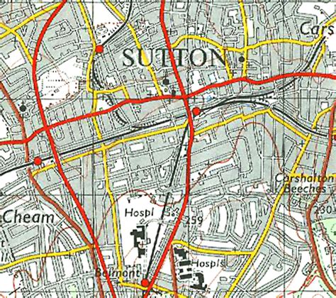 Sutton, Surrey, map from 1955 & 1970s