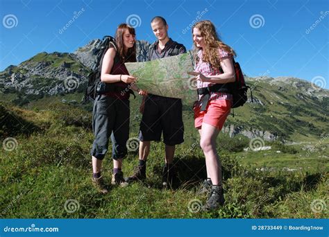 Young People Hiking In The Mountains Royalty Free Stock Images - Image ...