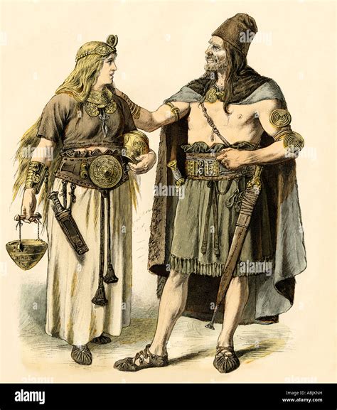 Europeans of the Bronze Age. Hand-colored print Stock Photo - Alamy