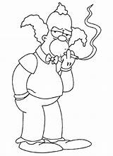 Simpsons Krusty Coloring Pages Clown Simpson Cartoon Color Bart  sketch template