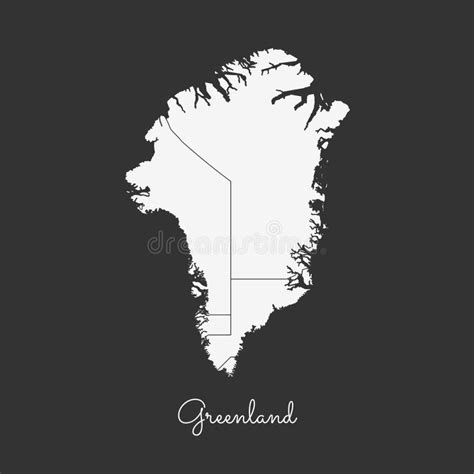 Greenland Region Map: White Outline On Grey. Stock Vector ...