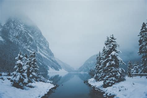 Mountain digital wallpaper, snow, mountains, river HD wallpaper | Wallpaper Flare