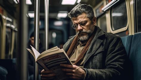 Bearded man reading book, serious concentration indoors generated by AI 24576847 Stock Photo at ...