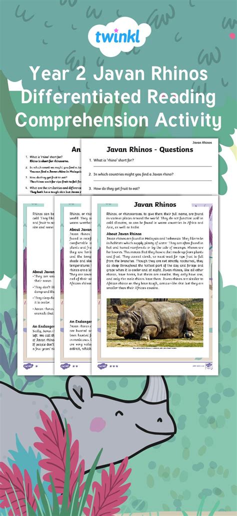 Year 2 Javan Rhinos Differentiated Reading Comprehension Activity