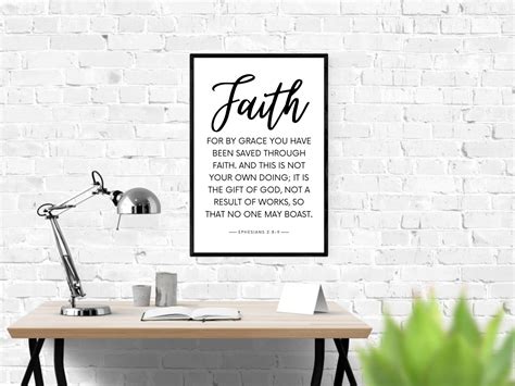 Saved Through Faith | Ephesians 2:8-9 | Bible Verse Wall Art | Printable Scripture Art ...