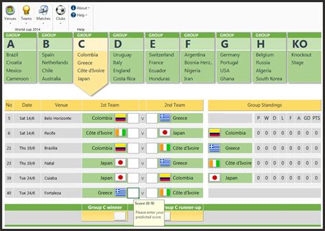 FIFA 2014 World Cup Brazil Predictions Excel Spreadsheet Template