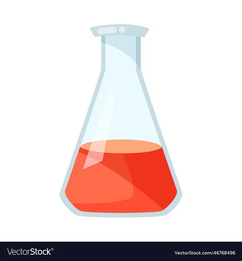 Cartoon conical flask with orange liquid Vector Image