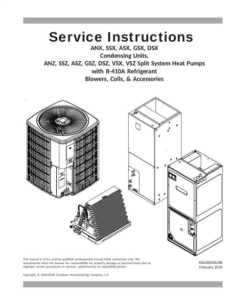 Goodman Air Conditioner Heat Pump Service Manual for ANX, SSX, ASX, GSX ...