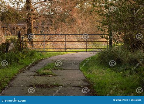 View of a Galvanized Gate in a Farm Stock Image - Image of farming, outside: 205247939