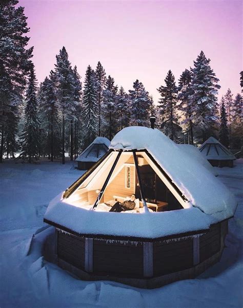 The Aurora Cabins at the Northern Lights Village, Finland | Snow cabin ...