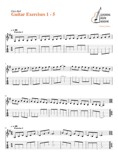 5 Guitar exercises sheet music for Guitar download free in PDF or MIDI