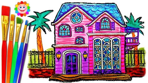 How to Draw a Doll House Coloring Page for Kid Drawing and Learn Colors - YouTube