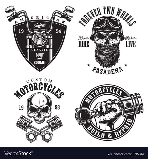 Set custom motorcycle emblems Royalty Free Vector Image