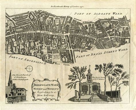 Map Of Bishopsgate Ward 1772. | London map, Map, Australian maps