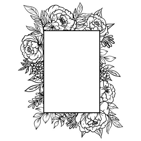 rose flower frame outline 21627160 Vector Art at Vecteezy