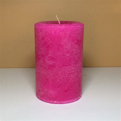 Bright Pink Large Unscented Pillar Candle 4 Wide