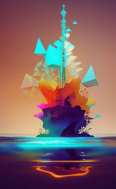 Premium Photo | A colorful illustration of a lighthouse with a ...