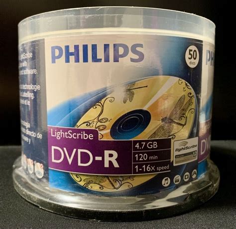 NEW PHILIPS LIGHTSCRIBE DVD-R 16x Discs 4.7GB 120 mins 50 Disk Pack DR4L6B50F/17 | eBay