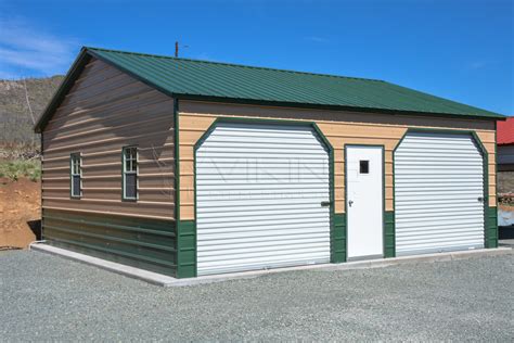 24x26x9 Fully enclosed Two-tone Metal Garage - Home