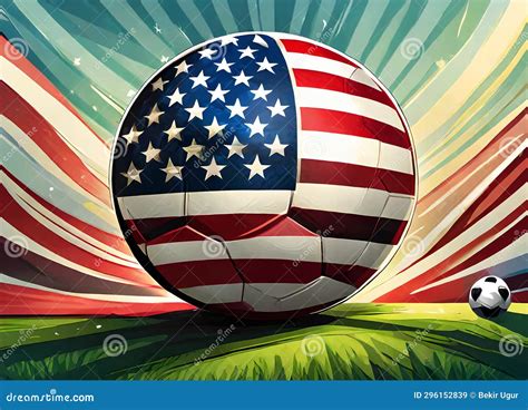 Illustration of a USA Flag with the Soccer Ball Stock Illustration ...