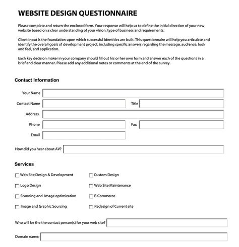 The Best Website Design Questionnaire You Need For Your Clients