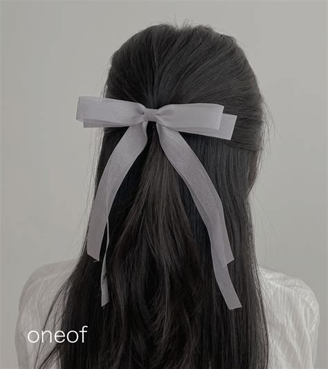 see through long ribbon hair-clip (롱 리본 헤어핀 왕리본 자동핀 리본핀) - 에이블리