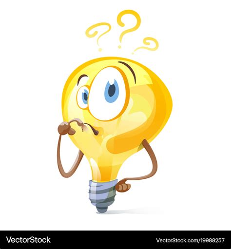 Funny idea lamp thinking Royalty Free Vector Image