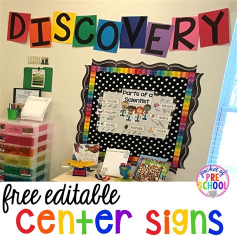 Editable Classroom Center Signs