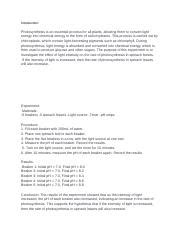 Effects of Light Intensity on Photosynthesis in Spinach Leaves | Course Hero